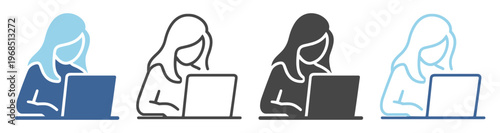 Woman people work communication technology silhouette icon on transparent background