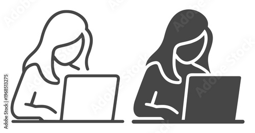 Woman people work communication workspace icon on transparent background