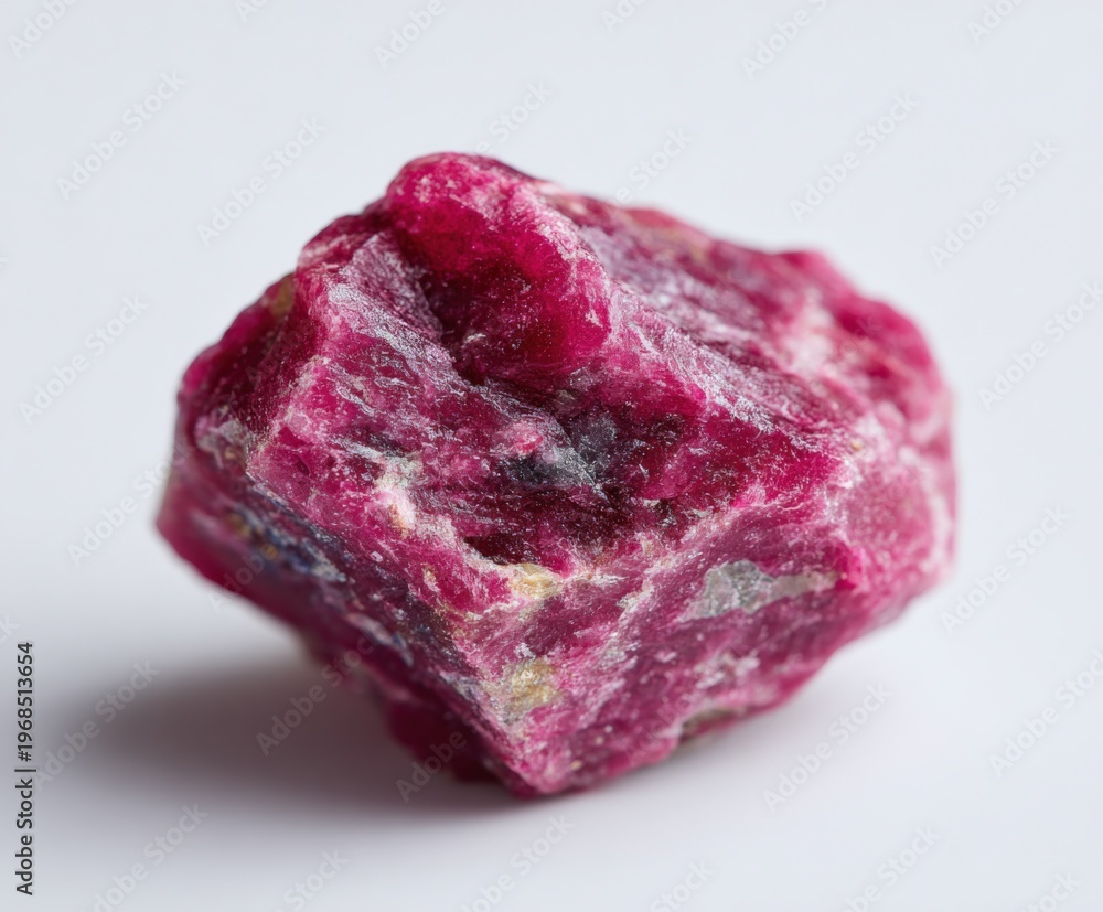 Obraz premium Raw Ruby Specimen Close-Up: A Vibrant Gemstone Exhibiting Rich Color and Natural Textures for Jewelry