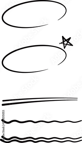 Hand Drawn Scribble Lines and Highlight Marks Set