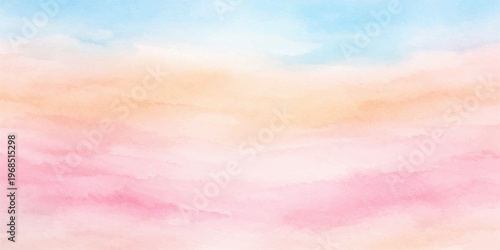 Abstract colorful watercolor cloudscape background with blue sky soft clouds bright sunlight and pastel texture creating a serene natural sky pattern design