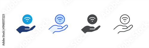 Free Wifi icon multiple style collection. Vector illustration.
