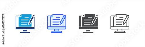 Blogging icon multiple style collection. Vector illustration.