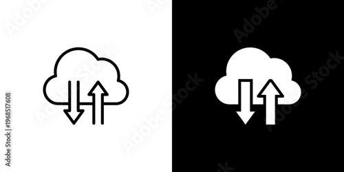 Cloud App icon concept with flat Black White Background. Vector illustration.