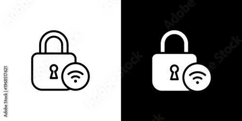 Secure icon concept with flat Black White Background. Vector illustration.