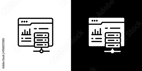 Statistics icon concept with flat Black White Background. Vector illustration.
