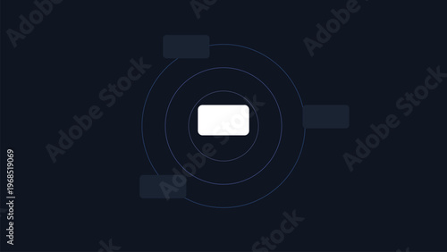 Digital product UI with orbital interface system, circular navigation structure, and futuristic premium background for technology platforms