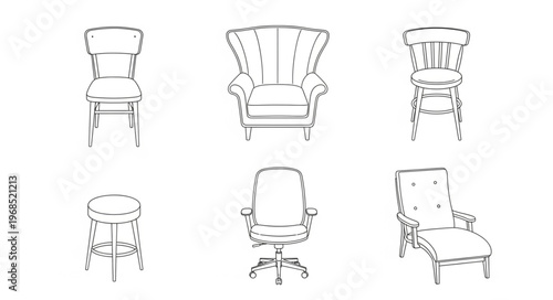 Collection of Armchair Sketches - Classic and Modern Designs.