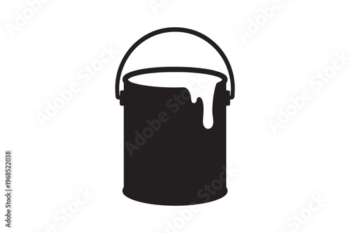 Paint bucket silhouette icon isolated on white background.