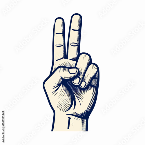 Vintage Vector Illustration of a Single Hand with Crossed Fingers for Luck, Hand-Drawn Engraving Style, Minimalist Flat Graphic Isolated on White, Hope and Superstition Concept