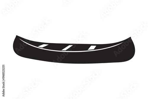 Canoe boat silhouette isolated on white background.