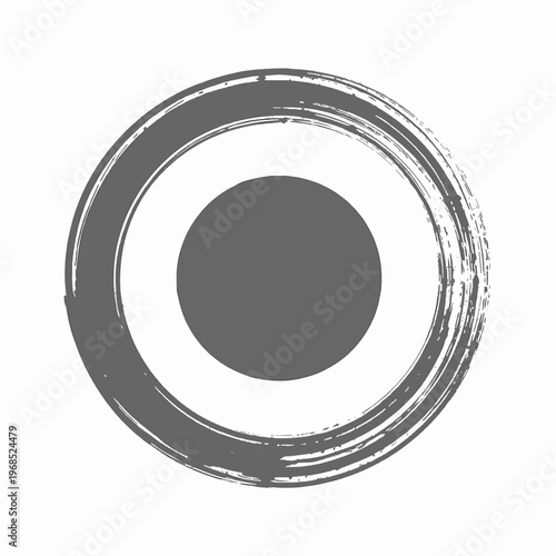 Minimalist Japanese Enso Zen Circle Vector Illustration, Hand-Drawn Charcoal Ink Brush Stroke Symbolizing Enlightenment and Infinity, Isolated on White Background for Meditation Concept.