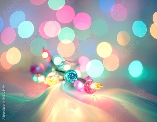 Colorful Christmas Lights with Soft Bokeh Background.