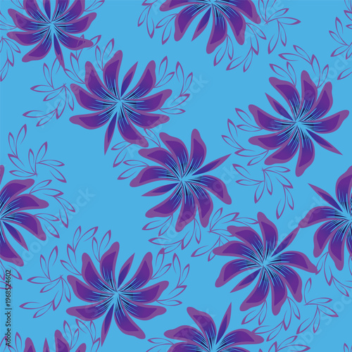 Cute seamless pattern with decorative flowers and leaves can be used for wallpapers, surface textures, textile,linen, kids cloth, pattern fills, page backgrounds and more designs