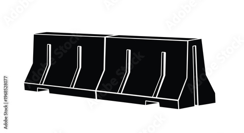 Black and white illustration of concrete barriers on a white background