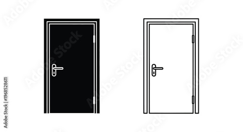 Dual representation of a door one black one white side by side