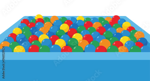 A large rectangular plastic container filled with many vibrant colored play balls