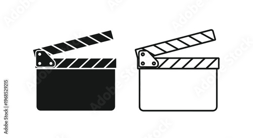 Two clapperboards one dark and one light depicted in a simple style