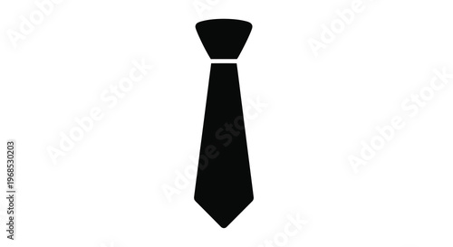 Simple black silhouette of a classic necktie on a white background