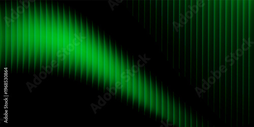 Dark green neon gradient ribbed glass. Vector ribbed glass texture background. Mesh gradient. acrylic ribbed bath surface. Reeded glass background semitransparent overlay. Bath wall window