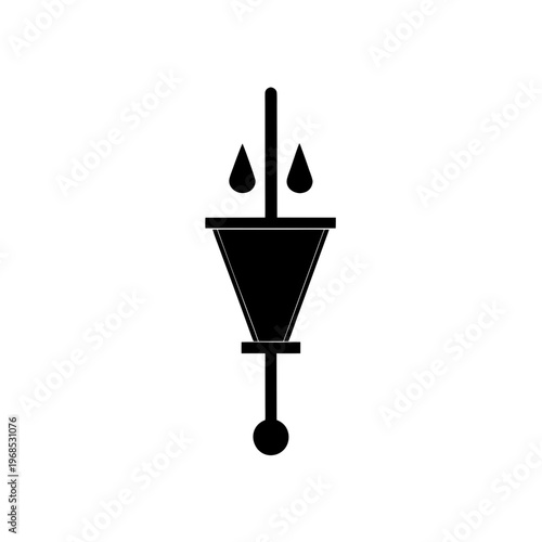 Diode symbol with liquid droplets indicating current flow direction in circuit diagram
