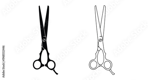 Two pairs of black and white scissors displayed side by side