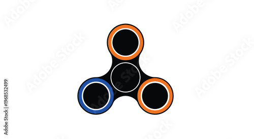 Colorful fidget spinner with red blue and yellow components on white