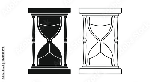 Two hourglasses one black and one white depicted in a graphic style