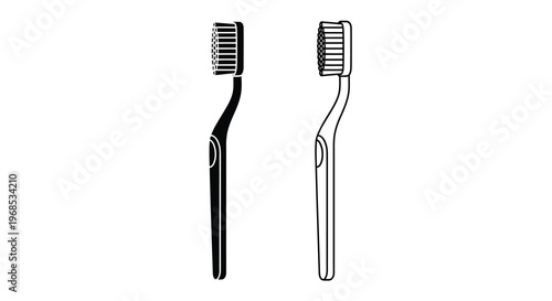 Two toothbrush illustrations one black one white against a plain background
