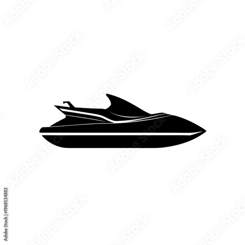 Sleek black jet ski gliding on calm waters with streamlined design