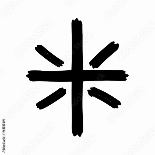 Minimalist Black Vector Illustration of a Single Icelandic Vegvisir Wayfinder Symbol, Ancient Norse Viking Compass Graphic for Protection and Guidance Isolated on White Background