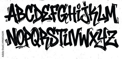 Fotografie Graffiti Alphabet Font Set with Urban Street Style Letters A to Z Hand Drawn Spr