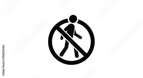 No entry symbol featuring a silhouette of a walking person inside