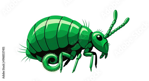 A vibrant green flea vector illustration with a modern design style