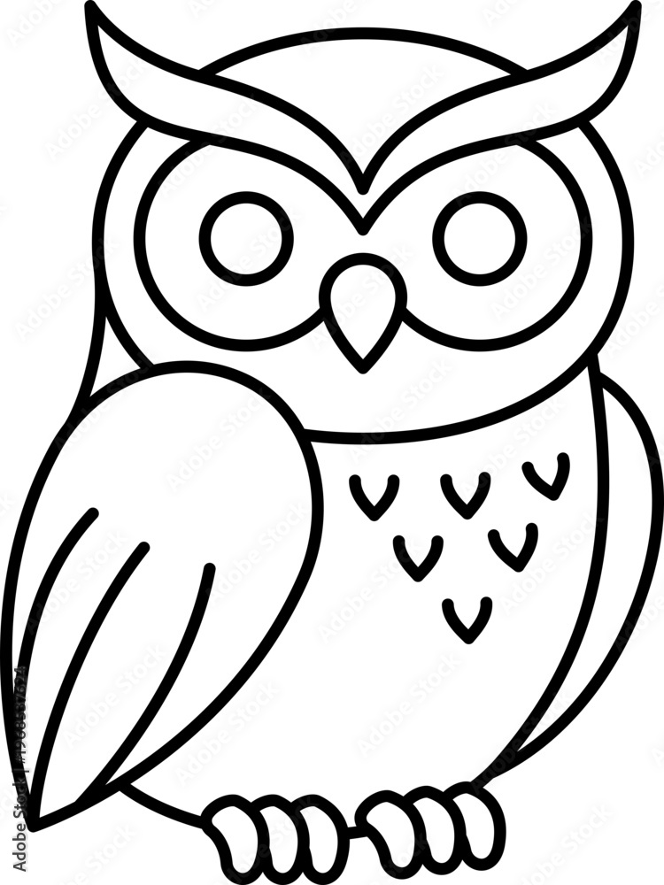 Obraz premium Owl line art owl line art outline bird symbol animal cute perched owl outline with simple linework, isolated on transparency background, calm mood