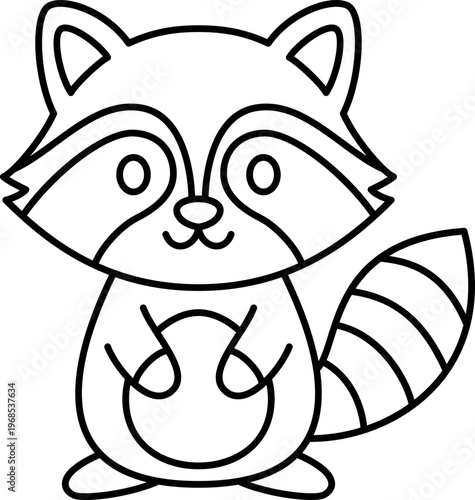 Raccoon animal outline line art cartoon mascot simple raccoon animal outline line art cartoon mascot transparency background, friendly cute