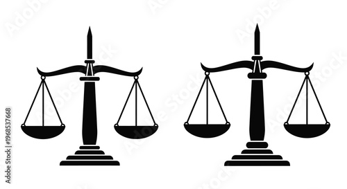 Scales of justice a black and white illustration of balance and law