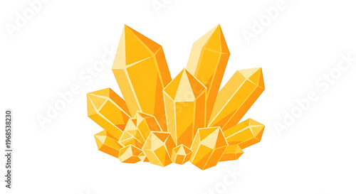 A vibrant yellow crystal cluster icon in a modern flat design style