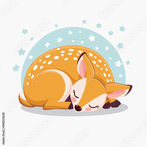 Schlafendes Rehkitz eingerollt – Minimal Vektor