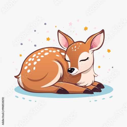 Schlafendes Rehkitz eingerollt – Minimal Vektor
