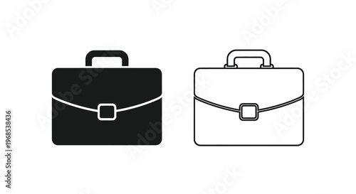 Two briefcase icons one black and one white displayed side by side