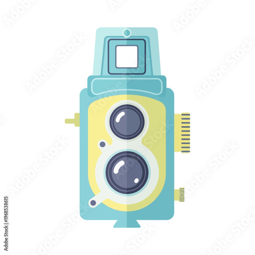 Retro Twin Lens Reflex Camera - Vintage Photography Equipment Illustration