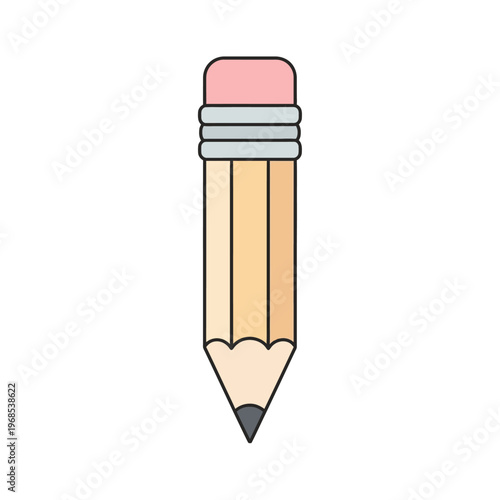 Simple Yellow Pencil with Pink Eraser - Isolated Graphic