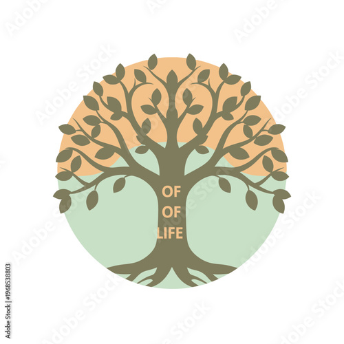 Stylized Tree of Life Logo with Roots and Branches Inside a Circle
