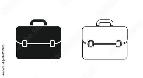 Two briefcase icons one solid black the other outlined in white