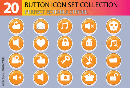 BUTTON ICON SET COLLECTION DESIGN 