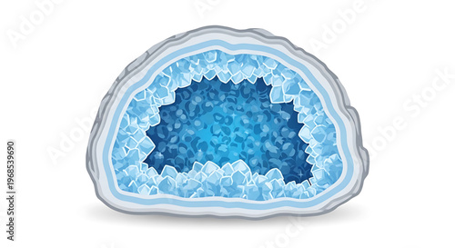 A vibrant blue geode illustration with crystalline structure, showcasing its unique texture and mineral formation.