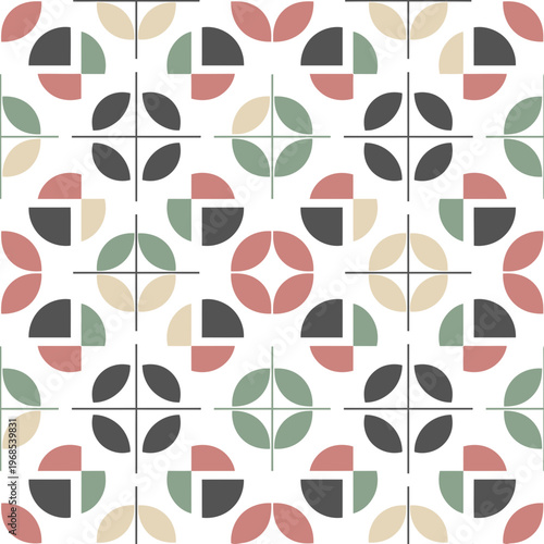 Geometric Leaf Pattern with Circular Motifs