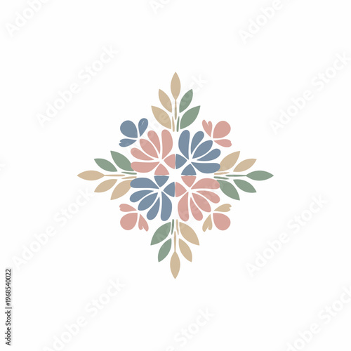 Floral Diamond Arrangement with Pastel Leaves