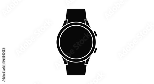 Simple black and white silhouette of a modern smartwatch